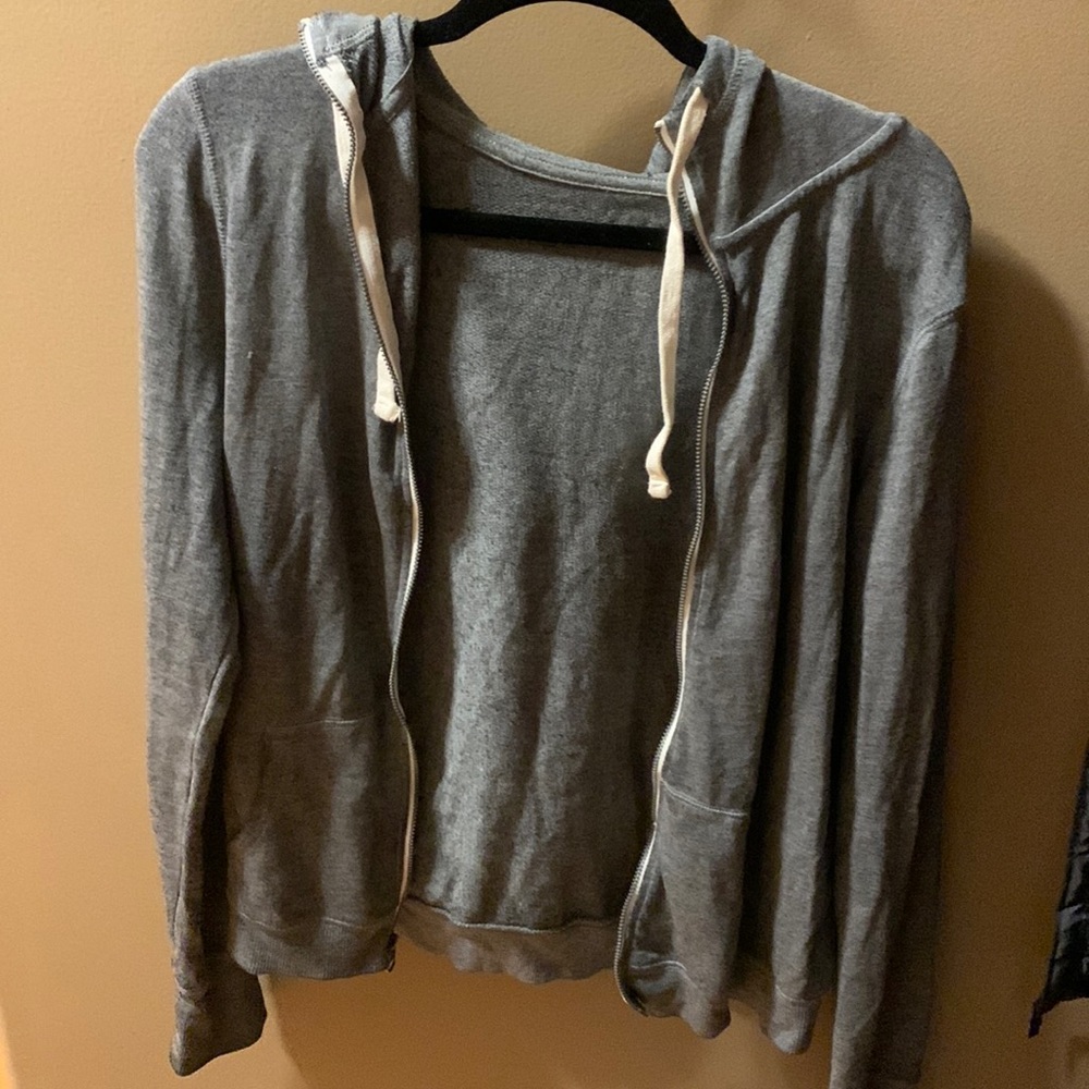 Grey zip up with hood
